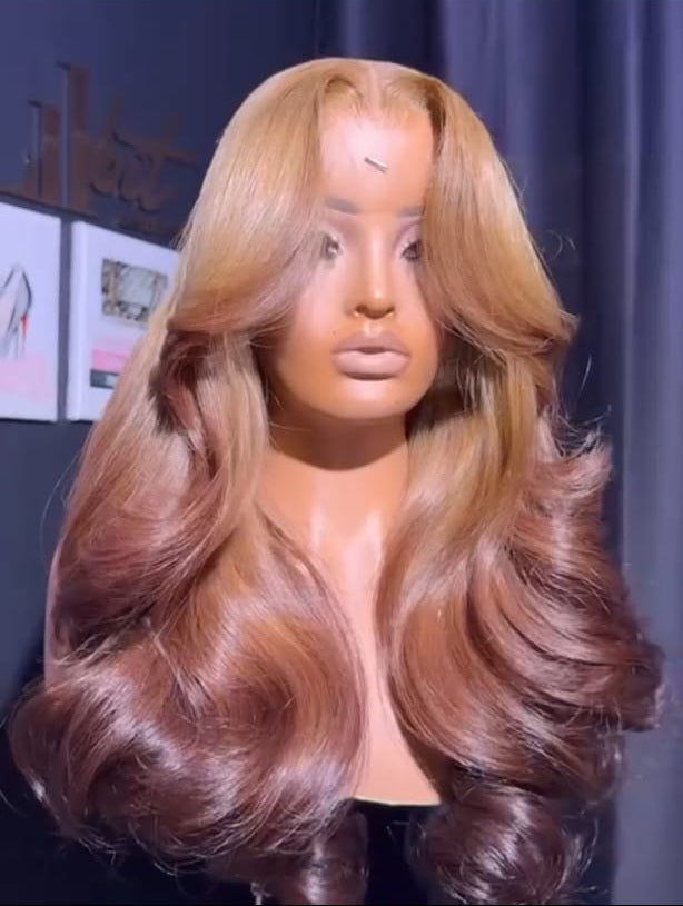 Ginger Brown Ombré Premium Full frontal Straight Wig