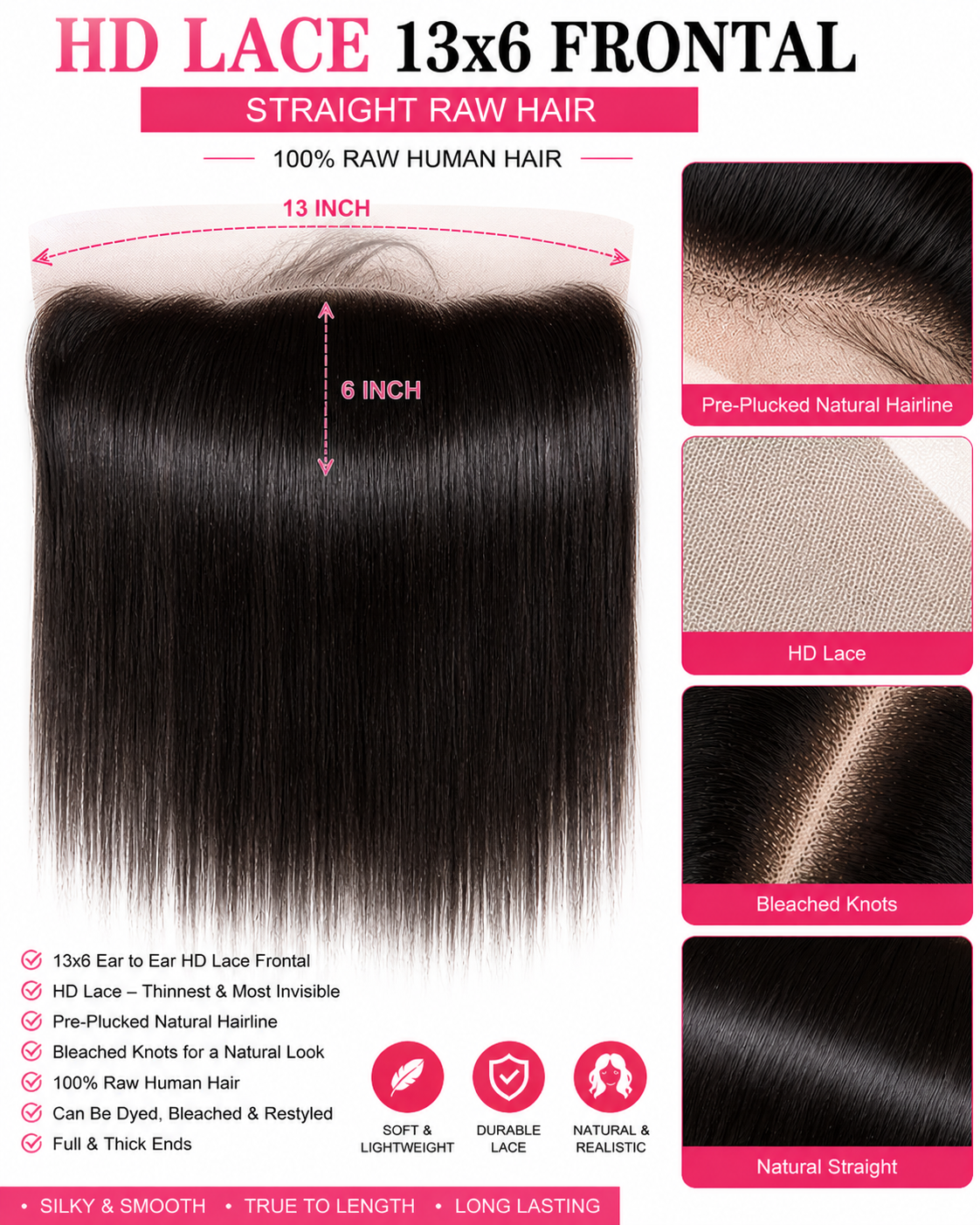 HD LACE 13X6 FRONTAL CLOSURES STRAIGHT
