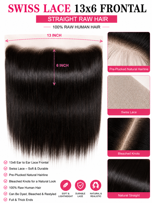 SWISS LACE 13X6 FRONTAL CLOSURES STRAIGHT