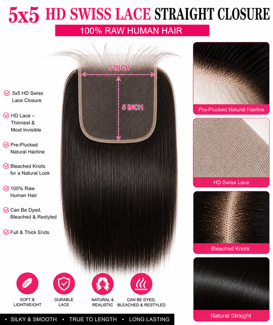 5x5 HD LACE CLOSURES STRAIGHT