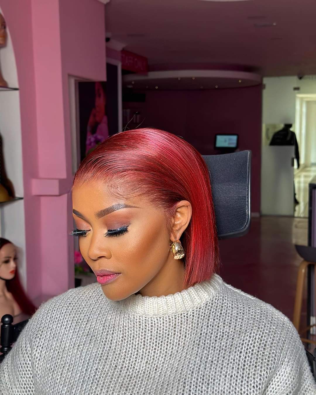 Crimson - Red 8inch Super Double Drawn Frontal Straight