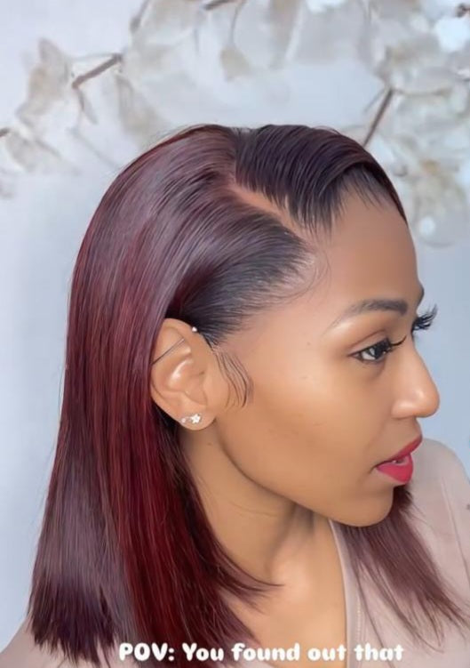 Maroon With Dark Roots Vietnamese Full Frontal Straight