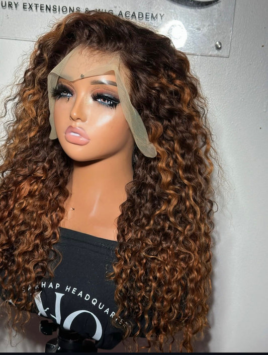 Full Frontal Ombré Chestnut Premium Curls