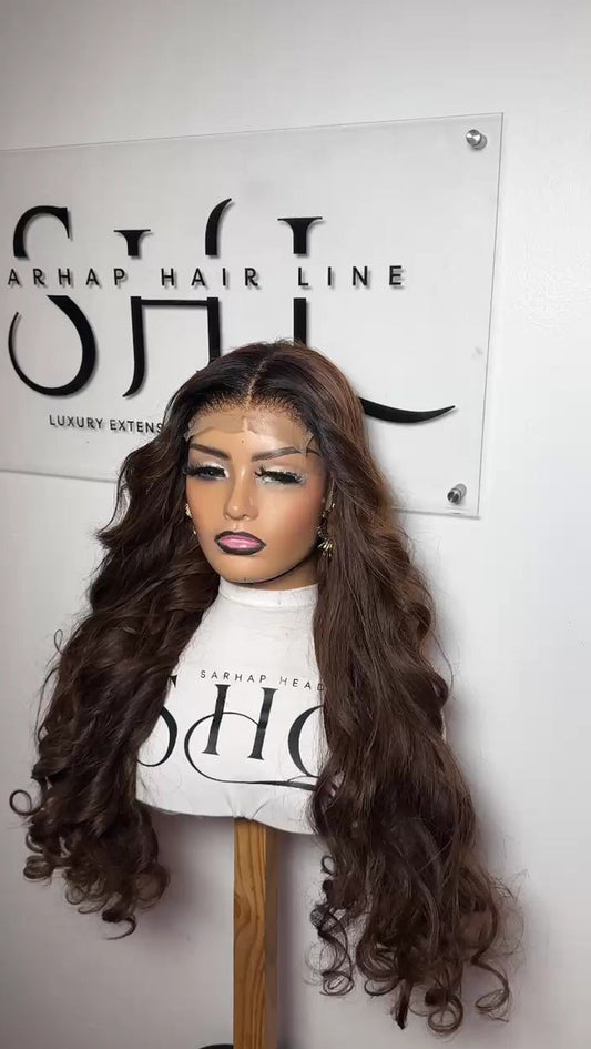 5x5 Lace Premium Wig Mahogany Burgundy with non Permanent BodyWaves