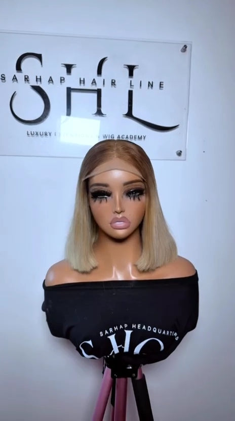 Blonde 613 with Dark Brown Roots Premium Bob