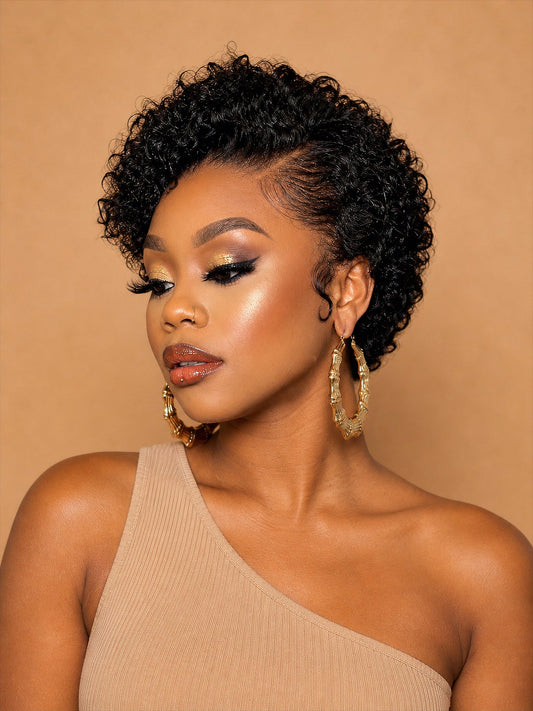 RAW SHORT PERM CURL WIG FRONTAL
