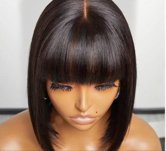 6inch Fringe Straight Bob With 4x4 Closure
