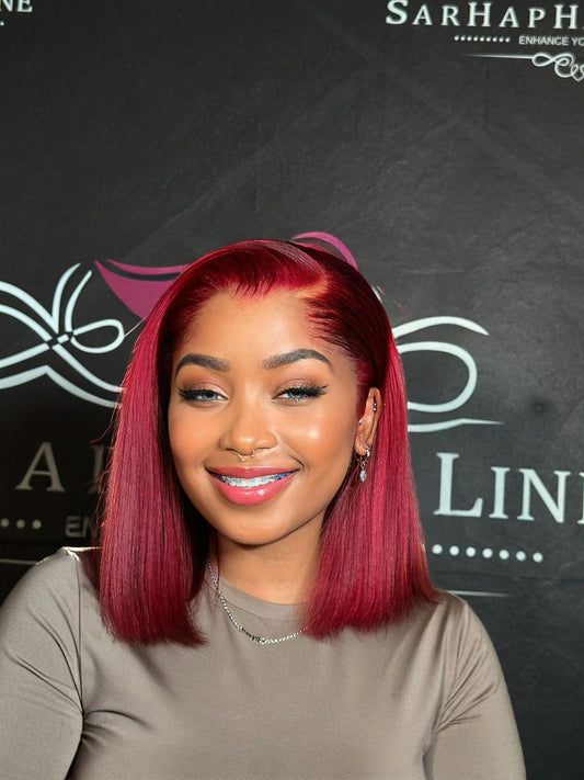 Full frontal Burgundy Super Double Drawn Bob